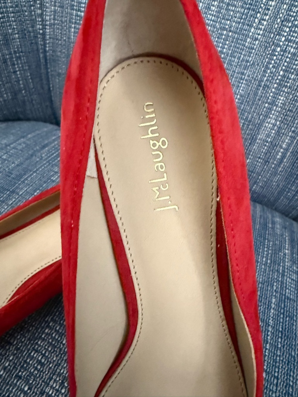 Red Suede Block Heel Square toe- EUC - Picture 5 of 7